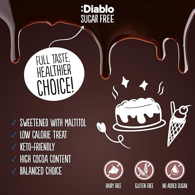 Diablo Chocolate Dessert Sauce | Sugar Free | Gluten Free | Diabetic Friendly | Hamper Available - Perfect for Gifting | 360g