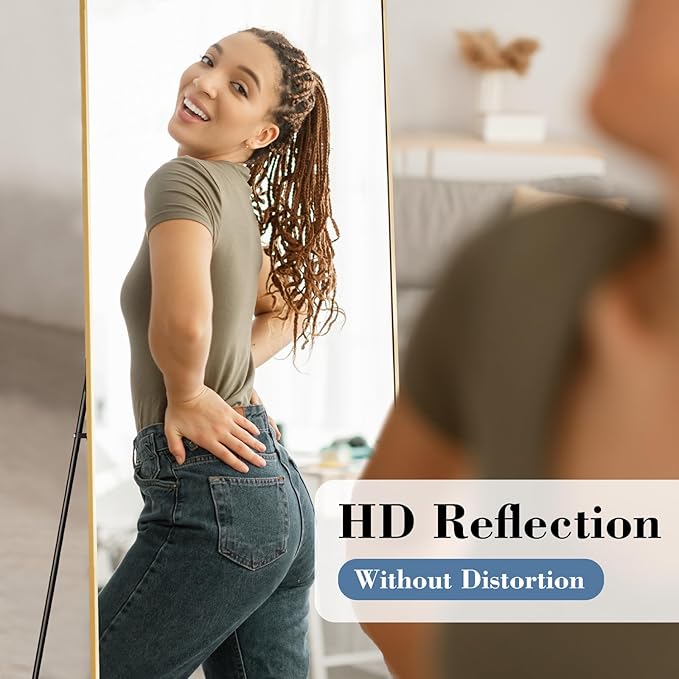 NEWBULIG Full Length Mirror, Upgraded Body Wall Mirrors with Shatter-Proof Glass, Floor Standing Mirror, Home Wall Decor