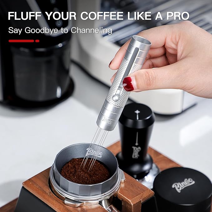 WDT Espresso Distribution Tool - Bincoo Espresso Stirrer Tool For Barista, espresso wdt tool with espresso stirrer (Silver)