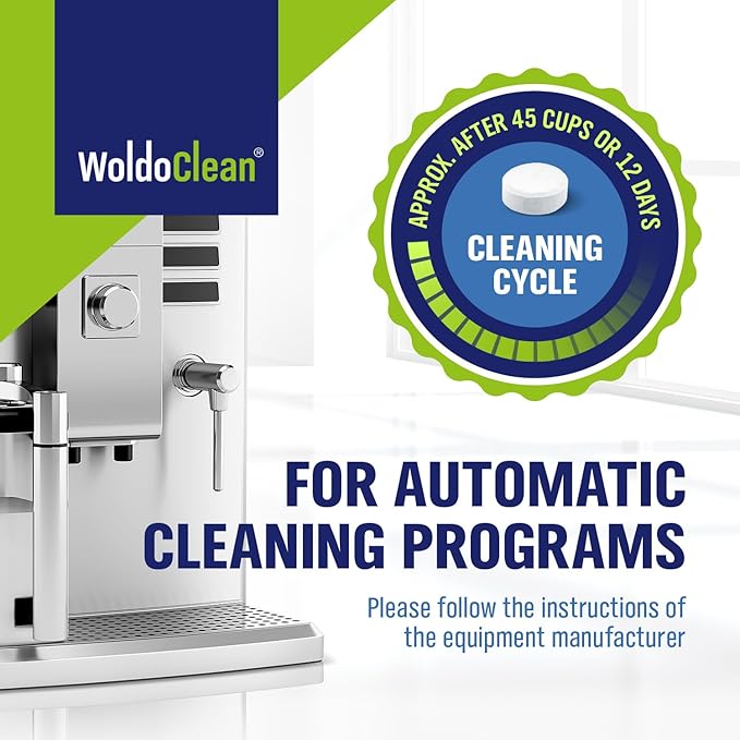 WoldoClean Espresso Machine Cleaning Tablets 40x 2g - Universal Backflush Tablets for Breville Barista Express, Jura, Gaggia, DeLonghi & Phillips, Removes Coffee Oils & Grease Residue