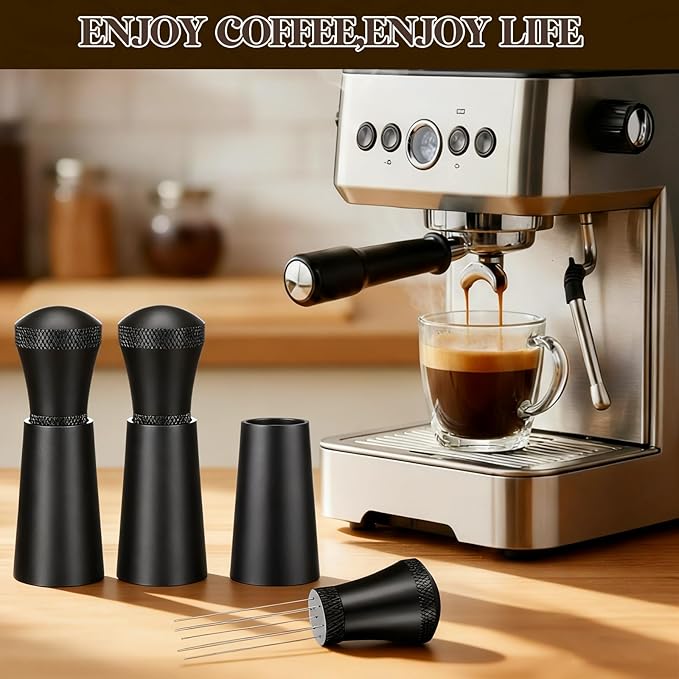 2 Pcs Coffee Stirrer Tool Wdt Espresso Distribution Tool 0.35mm 7 Needles Coffee Stirring Tamper Aluminum Alloy Espresso Machine Accessories with 14 304 Stainless Steel Needles for Barista Cafes Gift