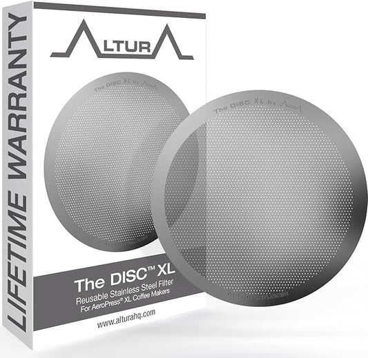 ALTURA The DISC XL Stainless Steel Filter for AeroPress Coffee Makers – Reusable Metal Filter Replacement for Rich Flavor, Travel, and Eco-Friendly Brewing