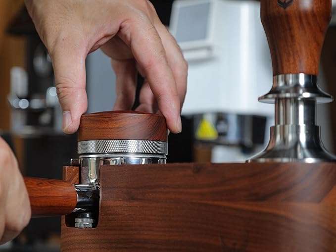 KNODOS Espresso Distribution Tool 58mm Coffee Distributor Rosewood Adjustable Depth Stainless Steel Espresso Leveler Premium Espresso Machine Accessories For Coffee Bar