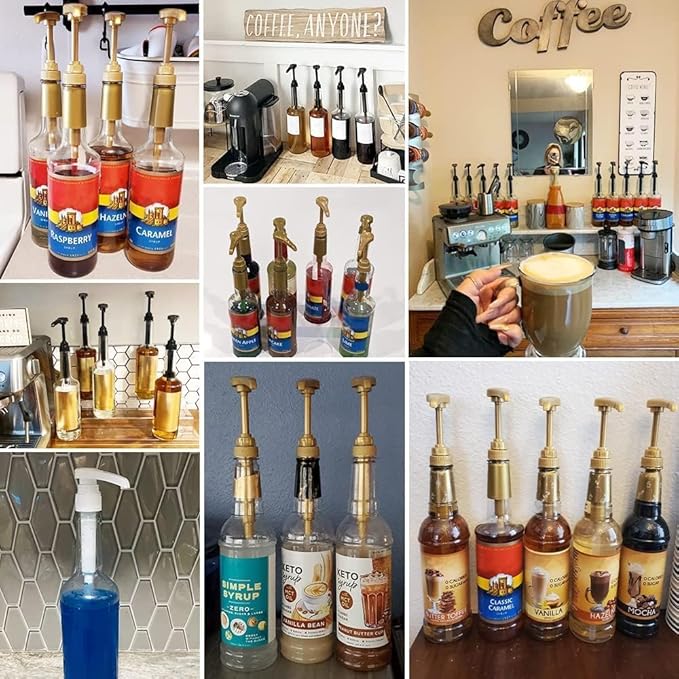 6 Pack Syrup Pumps Leak Proof Coffee Syrup Dispenser, Fits 25.4 Oz Coffee Flavoring Syrup Bottles, Great for Home & Coffee Bar Drinking Mixes, Cocktails, Beverage