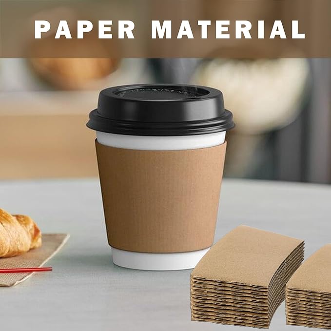 500 PCS Coffee Sleeves by MTJBYD-Fit 12oz,16oz,20oz,22oz, 24oz Hot Cups-Kraft Paper Cup Sleeves Perfect for Hot Drinks-Disposable and Recyclable-Plain Brown Color (PACK of 500)