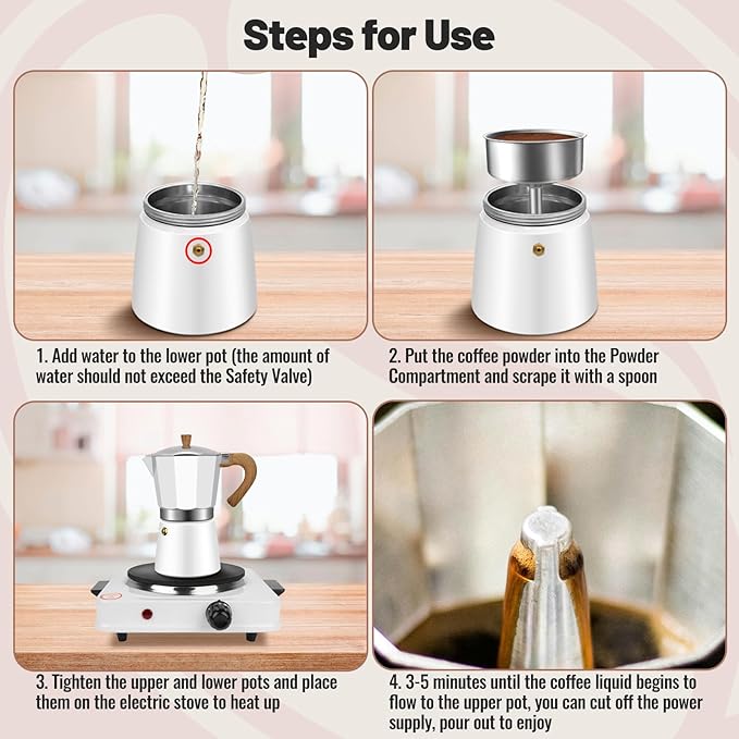 Vaolvpant 12 Cup Aluminum Moka Pot Classic Stovetop Espresso Coffee Maker 600ml 20oz Coffeemaker Percolator Mocha Express Preferred Cafe Makers for Italian and Cuban Café Brewing White