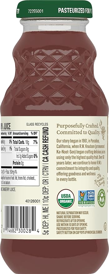 R.W. Knudsen Organic Just Cranberry Juice, 8 fl oz (12 Pack)