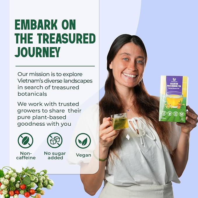 VieTreasures 100% Solanum Procumbens Tea, 40 Tea Bags | Solanum & Celastrus Blend | Caffeine-free, Gluten-free, Sugar-free | Herbal Cleanse Tea for Relax, Energy & Inner Health Support, 2.8oz