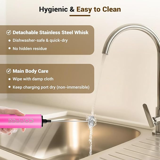 Milk Frother Handheld Rechargeable - 2-Speed Electric Whisk with 5 Detachable Heads (Frother/Mixer/Whisk) for Coffee, Latte, Cappuccino & Matcha, Drink Mixer (Flower 10)