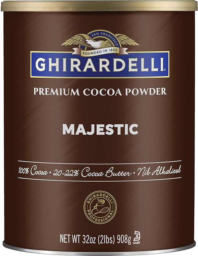 Ghirardelli Majestic Premium Cocoa Powder, 32 Ounce Can with Ghirardelli Stamped Barista Spoon