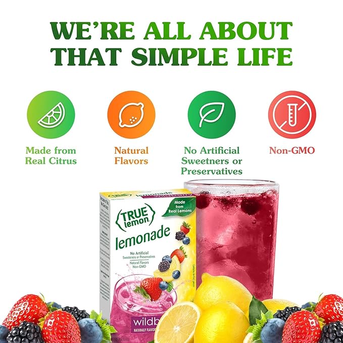True Lemon WILDBERRY LEMONADE (Pack of 4) 10ct each box. True Citrus