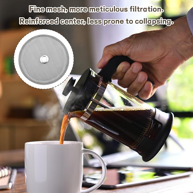 10-Pack Durable Mesh Filters for French Press Coffee Makers,French Press Filter, French Press Screen Replacement, Easy to Clean and Reusable