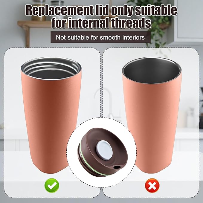Replacement Lid for Owala SmoothSip Slider 20oz & 12oz, Top Cover Compatible with Owala 24oz Coffee Tumbler, Coffee Travel Mugs Leakproof Accessories, BPA-Free (Light Brown)