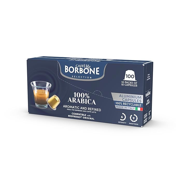 Caffè Borbone 100% Arabica Aluminum Capsules Compatible with Nespresso Original Machines, Medium Roast, 50 Count