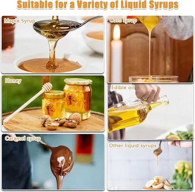 Ecopandy Honey Dispenser No Drip with Stand, 12 OZ Glass Honey Jar, Syrup Dispenser, Easy One Hand Use Honey Pot for Coffee or Tea, Mess Free Honey Dispenser for Syrup, Honey Container (2PCS Black)