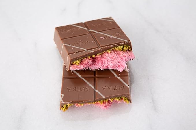 Carians Viral Angel Hair Chocolate Bar - Pistachio, Kataifi & Pomegranate Flavor - Great for Gift Giving, Anniversary, Thanksgiving, Christmas