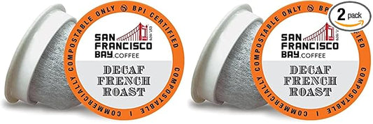 San Francisco Bay Compostable Coffee Pods - DECAF French Roast K Cup Compatible including Keurig 2.0,Dark Roast,Swiss Water Processed,(Pack of 72)