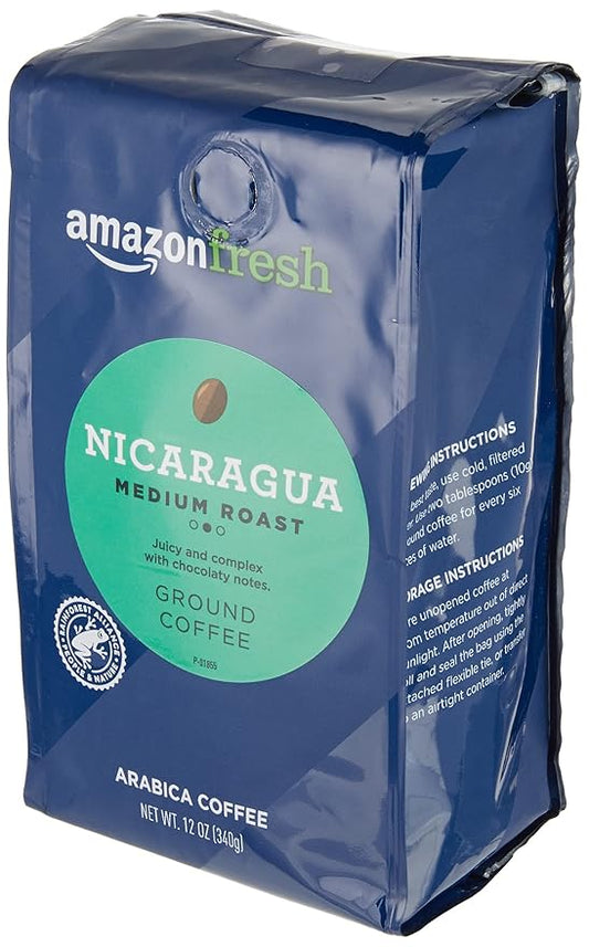 Amazon Fresh, Nicaragua Ground Coffee, Medium Roast, 12 Ounce (Pack of 3)