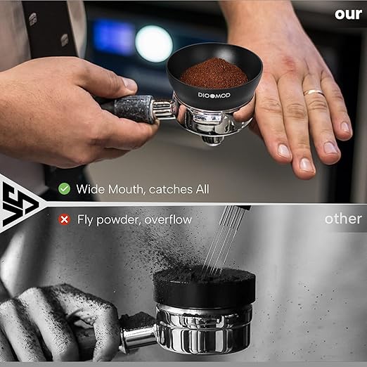 51mm Magnetic Dosing Funnel - Extra-Wide 76mm Top & 29mm Tall Espresso Coffee Dosing Ring for Mess-Free Tamping, Compatible with Delonghi Dedica 51mm Portafilter, Barista Tool Espresso Accessories