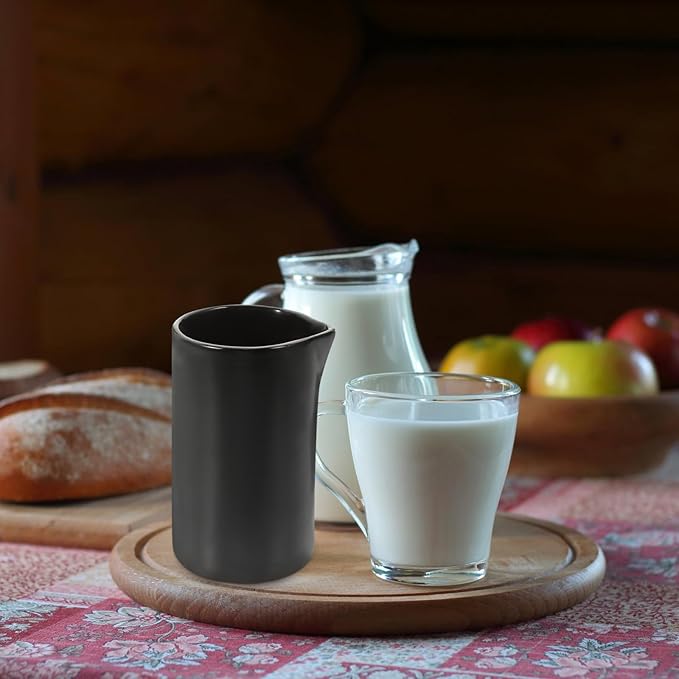 DOITOOL Ceramic Creamer Pitcher Porcelain Milk Jug Pourer Coffee Milk Creamer Pitcher Sauce Container for Serving and Display, Black