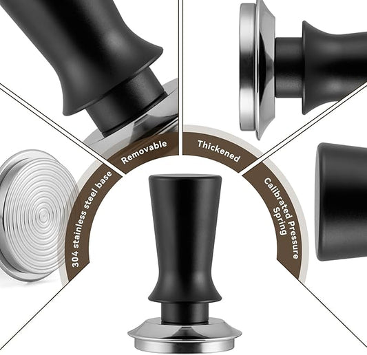6pcs Espresso Tamper Set, Barista Tools Kit for Coffee Machine, Spring-Loaded 304 Stainless Steel Base 30lbs Coffee Calibrated Tamper kits for Enjoying cafes Home Office hotels(51mm)