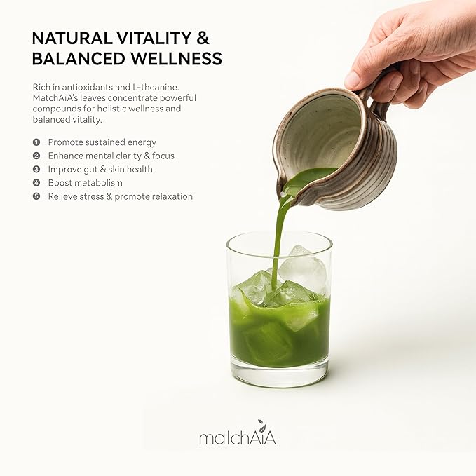 MatchAiA Organic Ceremonial Matcha Green Tea Powder - Superior Ceremonial Grade, First Spring Harvest, USDA Certified, 100% Pure - Sugar Free, Gluten Free (60g / 2.1oz Tin)