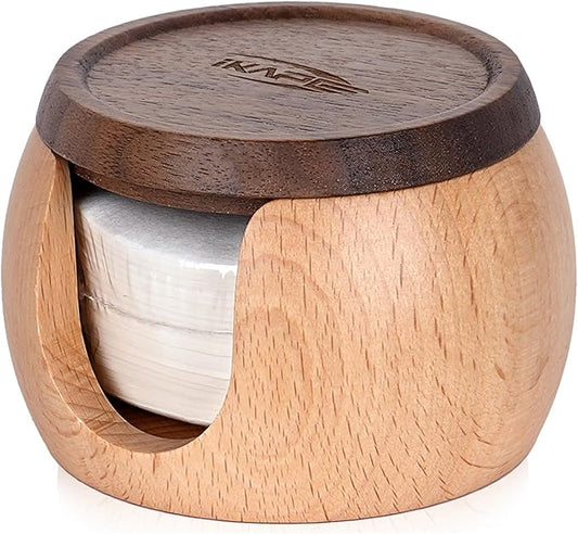 IKAPE Espresso Coffee Accessories, 200pcs 51MM Paper Filters, Replacement Espresso Puck Paper Filters with a Wooden Storage Holder, Compatible with 51mm Portafilter Basket