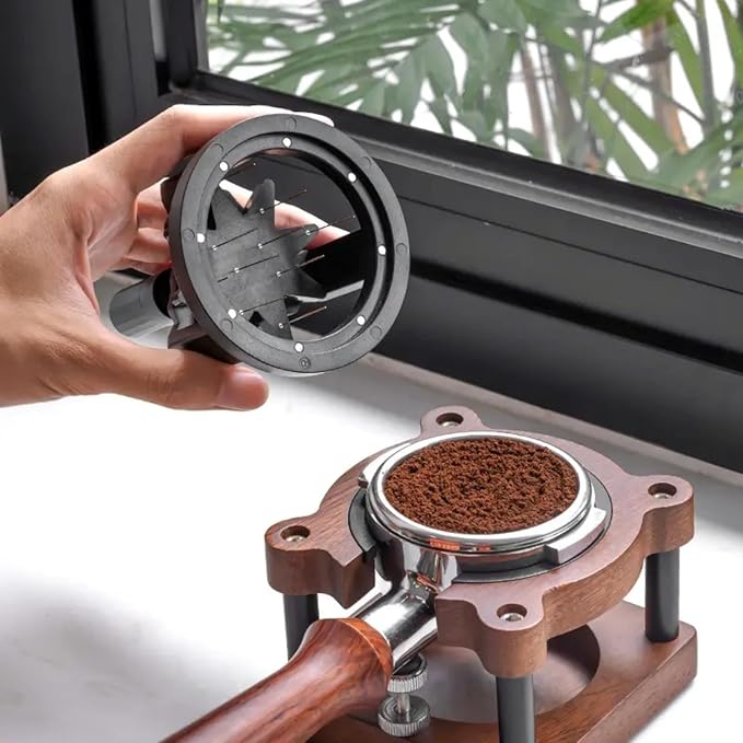51mm WDT Espresso Tool – Adjustable Height Coffee Distributor & Leveler with Magnetic Base – 10 Stainless Steel Needles for 51mm Portafilters, Barista Espresso Stirrer & Even Extraction