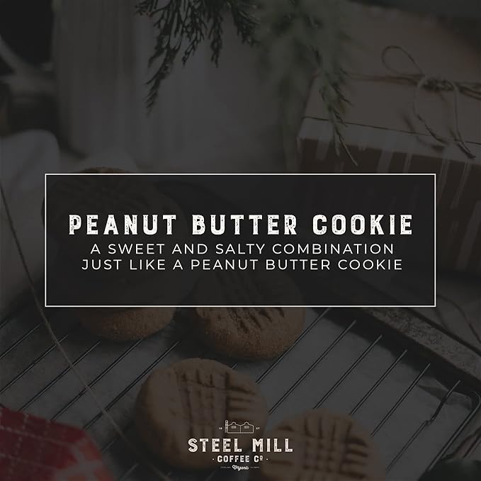 Steel Mill Coffee Co. Peanut Butter Cookie Flavored Coffee - 12 oz Ground, Medium Roast, 100% Arabica, Vegan, Gluten-Free, Sugar-Free