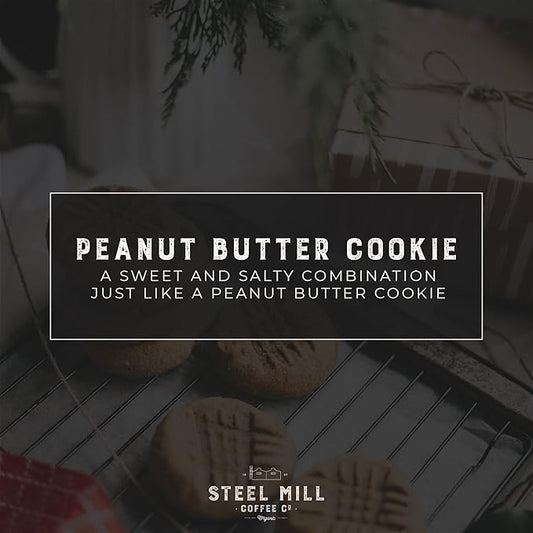 Steel Mill Coffee Co. Peanut Butter Cookie Flavored Coffee - 12 oz Ground, Medium Roast, 100% Arabica, Vegan, Gluten-Free, Sugar-Free