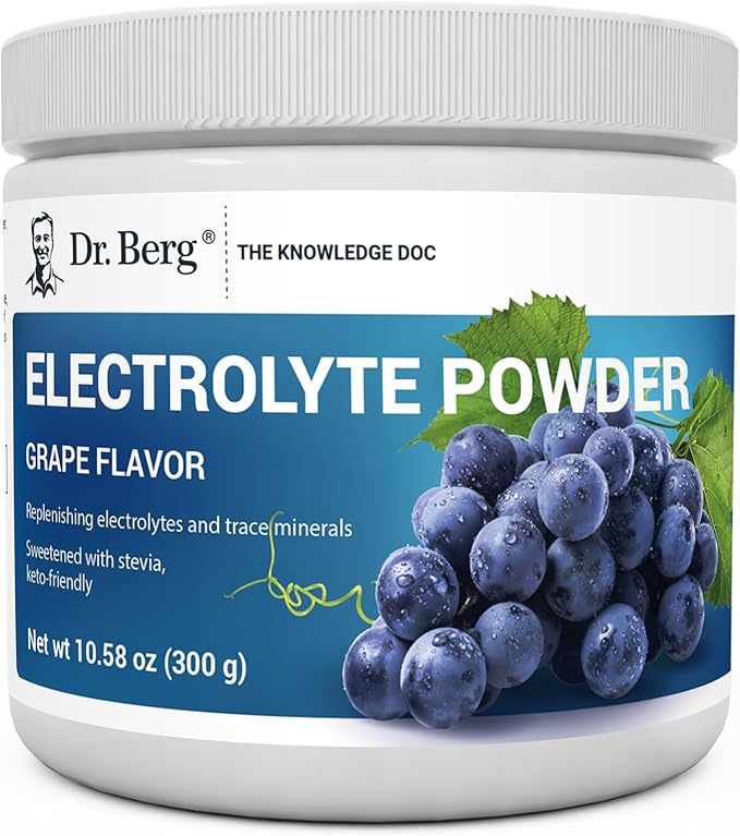 Dr. Berg Zero Sugar Hydration Keto Electrolyte Powder - Enhanced w/ 1000 mg of Potassium & Real Pink Himalayan Salt (NOT Table Salt) - Grape Flavor Hydration Drink Mix Supplement - 50 Servings