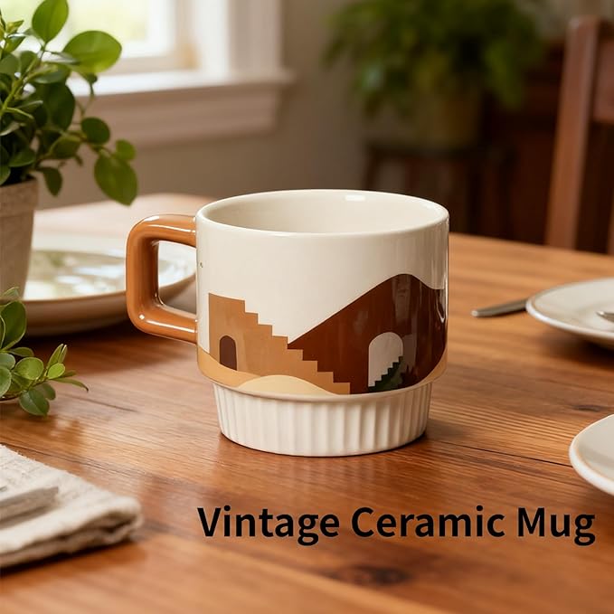 LOWYEPAULHO Espresso Cups,Coffee Mugs with Handle, Ceramic Mug Set, Coffee Mug Set, Coffee Cups Set, CeramicCoffee Mugs, Set of 2