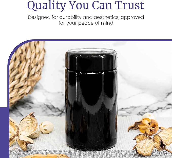 Infinity Jars Tall Screw Top Jar 150 Ml (5.07 fl oz), UV Black Glass Airtight Smell-Proof Container for Coffee, Tea, Dried Goods, Refillable Tall Jar for Long-Term Kitchen Storage Pack 3