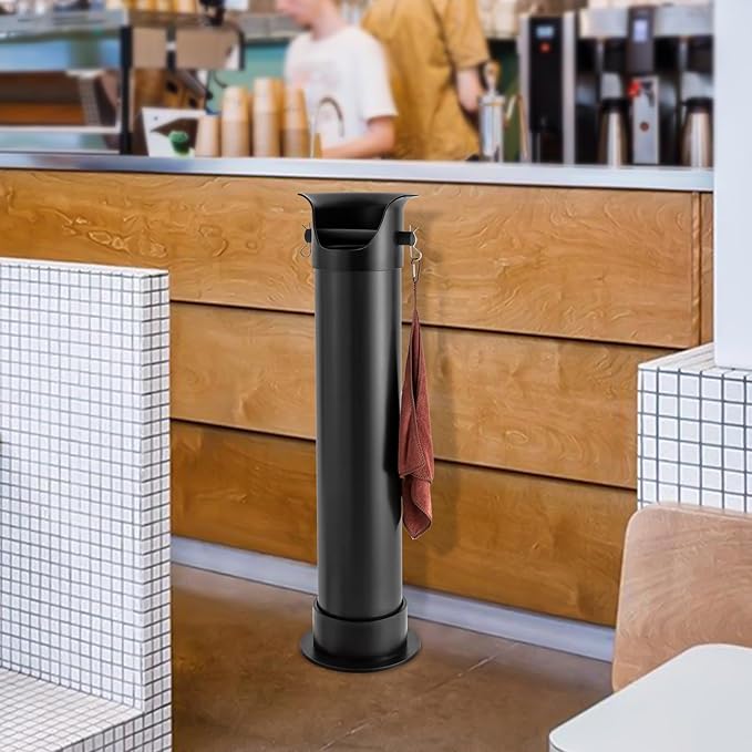 Knock Box for Coffee Grounds, Commercial Knock Box for Espresso Coffee Grounds, Floor Standing Knock Box, Espresso Knock Box Set with Towel and Garbage Bags for Barista and Home Use, Coffee, Bar