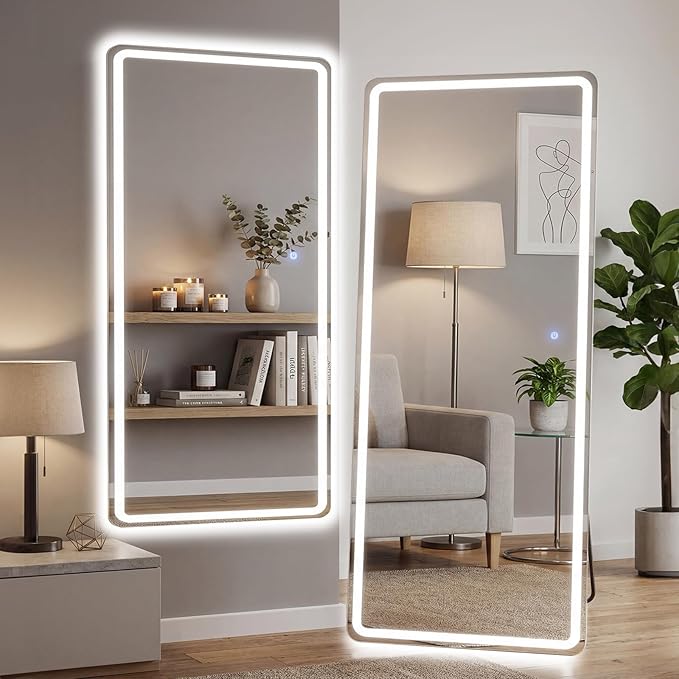 NEWBULIG Full Length Mirror, Upgraded Body Wall Mirrors with Shatter-Proof Glass, Floor Standing Mirror, Home Wall Decor