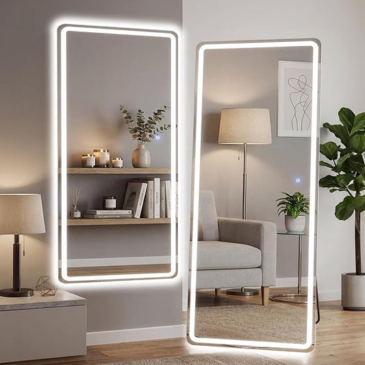 NEWBULIG Full Length Mirror, Upgraded Body Wall Mirrors with Shatter-Proof Glass, Floor Standing Mirror, Home Wall Decor