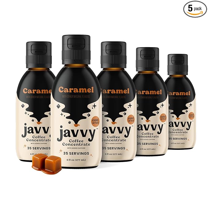 Coffee Concentrate - Cold Brew Coffee, Perfect for Hot or Iced Instant Coffees, Hot Drinks, Cold Brew Concentrate, 5 Pack - Caramel