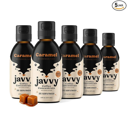 Coffee Concentrate - Cold Brew Coffee, Perfect for Hot or Iced Instant Coffees, Hot Drinks, Cold Brew Concentrate, 5 Pack - Caramel