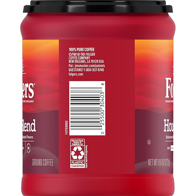 Folgers House Blend Ground Coffee, Medium Roast, 9.6 Ounce