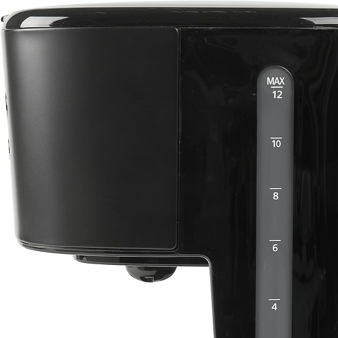 Haden Coffee Machine, 12 Cup Programmable Drip Coffee Maker with Auto Shut-Off Function and Reusable Washable Water Filter, Black & Chrome