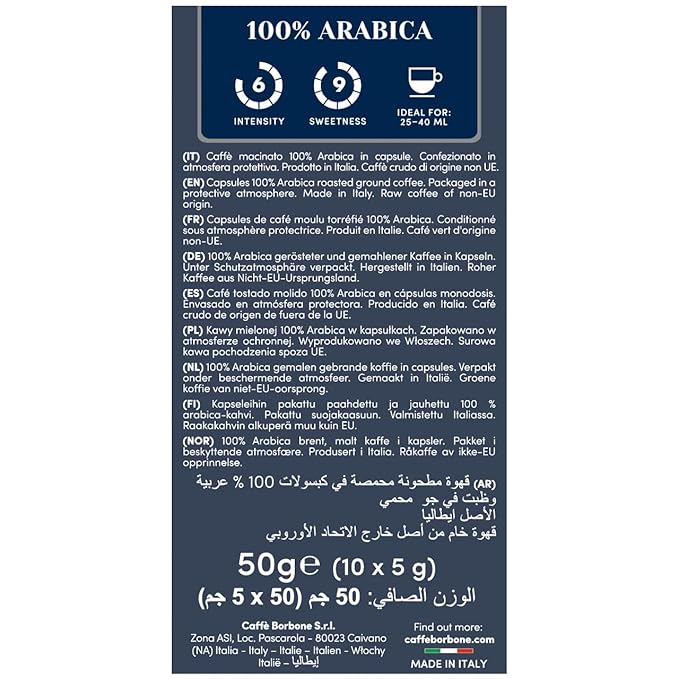 Caffè Borbone 100% Arabica Aluminum Capsules Compatible with Nespresso Original Machines, Medium Roast, 50 Count
