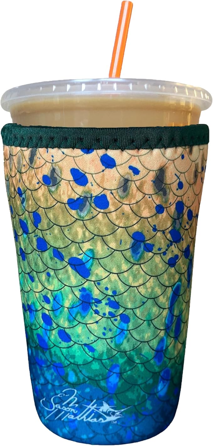 Koverz Iced Coffee Sleeve, Insulated Neoprene Cup Sleeve, Fits a 32 Oz. Coffee Cup, Washable and Reusable, Iced Coffee Accessories, Large Mahi by Jason Mathias