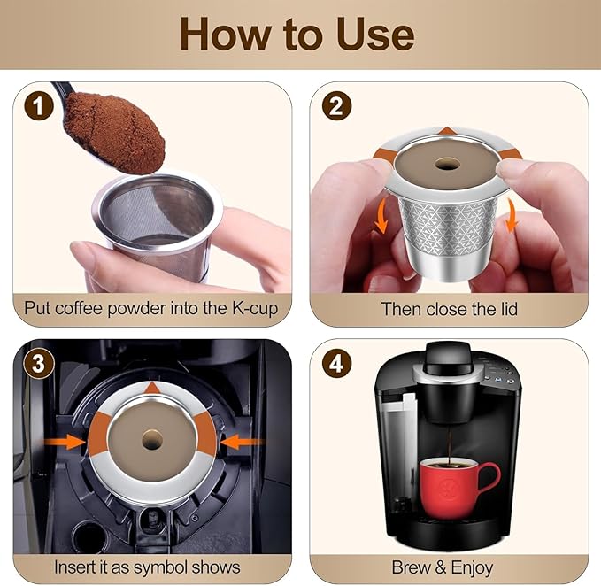1 Pack Reusable K Cups Coffee Pods, Universal Stainless Steel Refillable K Cups Coffee Filters for Keurig 1.0 and 2.0 Coffee Makers