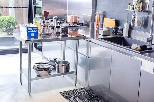 DuraSteel NSF Stainless Steel Table - 24 x 30 Inch Metal Work Table w/Undershelf - Commercial Kitchen, Restaurant, Garage, Laundry - Outdoor Stainless Steel Prep Tables Countertop Island Grill Small