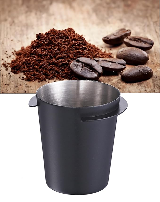 2 Pack Dosing Cup, 50ml 58mm Stainless Steel Hands Coffee Dosing Cup for Portafilter Espresso Coffee Machine Accessories, Milk Tea Coffee Powder Feeder Powder Cups Part tool