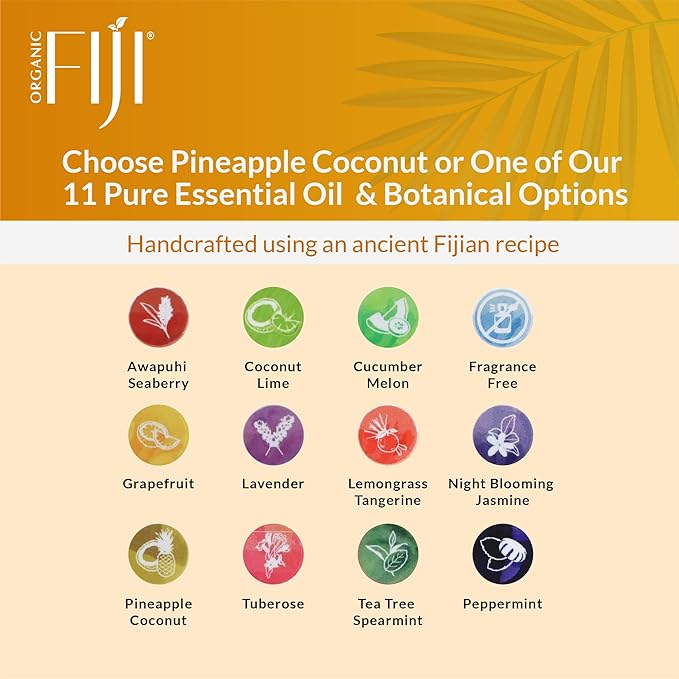 Coco Fiji Soap Bar for Face and Body Infused With Organic Coconut Oil, Pineapple Coconut, Essential Oil, Natural Soap for Moisturizing & Pore Purifying Skin, 7 oz,Pack of 12
