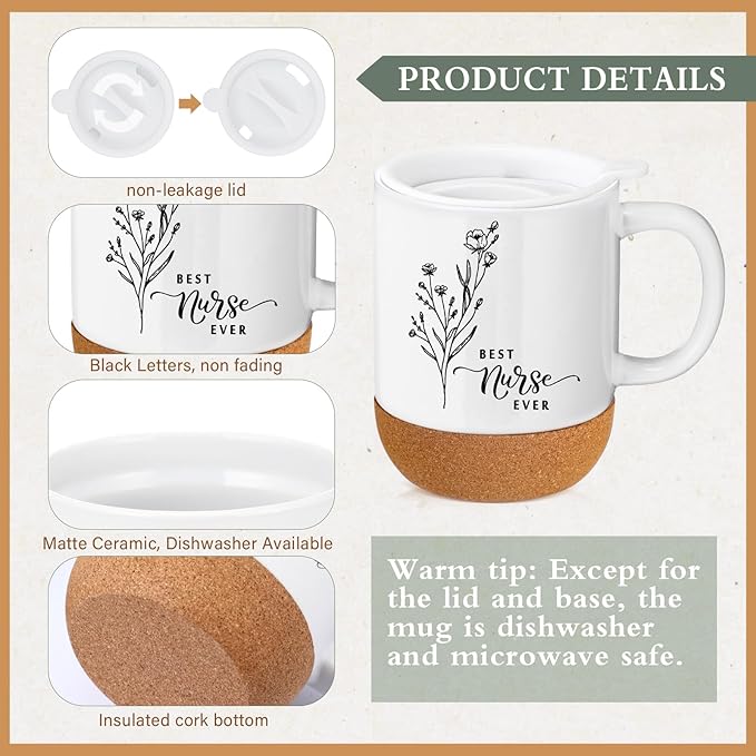 4 Pcs Nurse Gifts Set Nurse Week Appreciation Gifts Notebook Coffee Mug Scented Candle Ballpoint Pen for Coworker Employee Medical Assistant Women Men