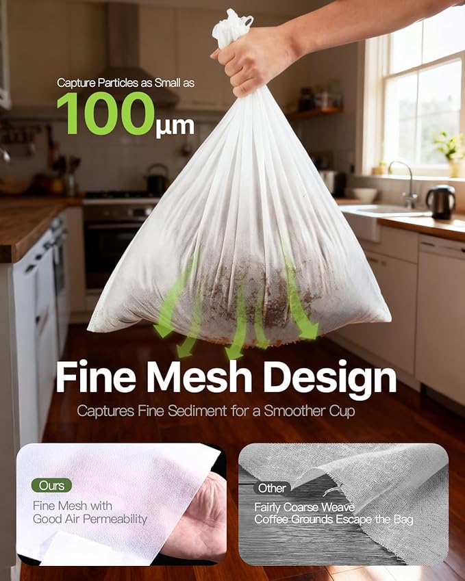 Grasseed Cold Brew Filter Bags for Toddy Commercial Coffee Makers, Commercial Cold Brew Bag with Straps Fits 5 Gallon System, 20" x 20", 50Pack