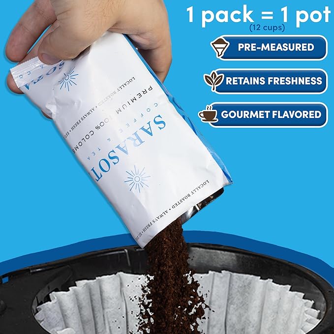 Colombian Coffee Packets – Medium Roast Ground, 1.75oz Bulk Portion Packs for 12-Cup Drip Maker, Pre-Measured Fractional Bags, 100 Count