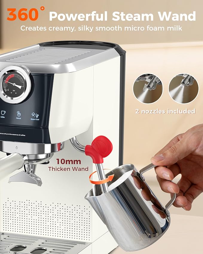 Tuni E2 𝑬𝒔𝒑𝒓𝒆𝒔𝒔𝒐 𝑴𝒂𝒄𝒉𝒊𝒏𝒆 with G1 Noir 𝑪𝒐𝒏𝒊𝒄𝒂𝒍 𝑪𝒐𝒇𝒇𝒆𝒆 𝑮𝒓𝒊𝒏𝒅𝒆𝒓 Combo Set, 20Bar 58mm Dual Boiler Coffee Maker, 48 Grinding Settings Burr Mill